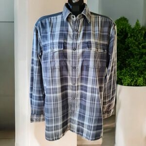 JKL Just Keep Livin Men's Gray & Light Purple Stripe Plaid Shirt Size L